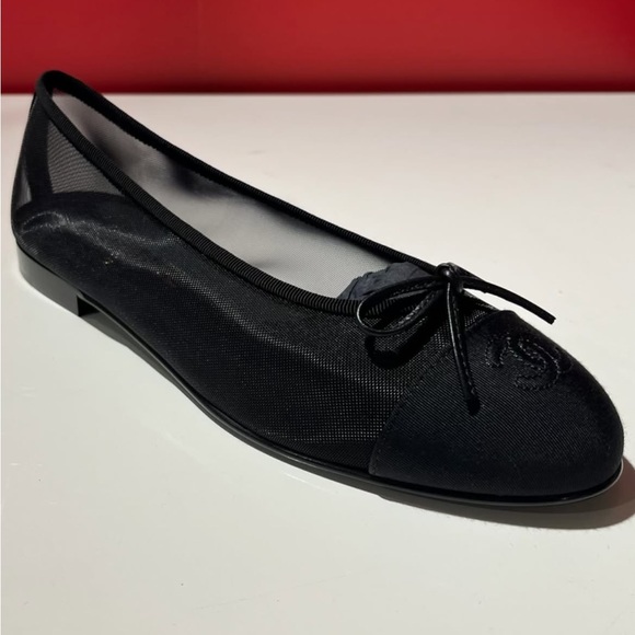 Chanel mesh ballerinas black 38